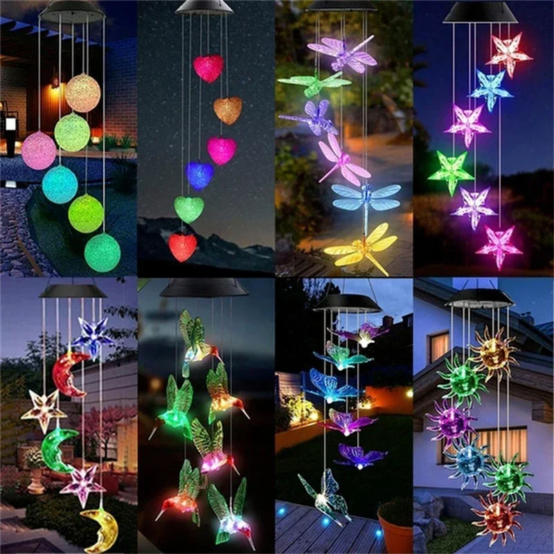 Garden Solar Colored Lights Environmentally Friendly LED Crystal Wind Chime Decoration Holiday Waterproof & Color Changing Decor solar garden light