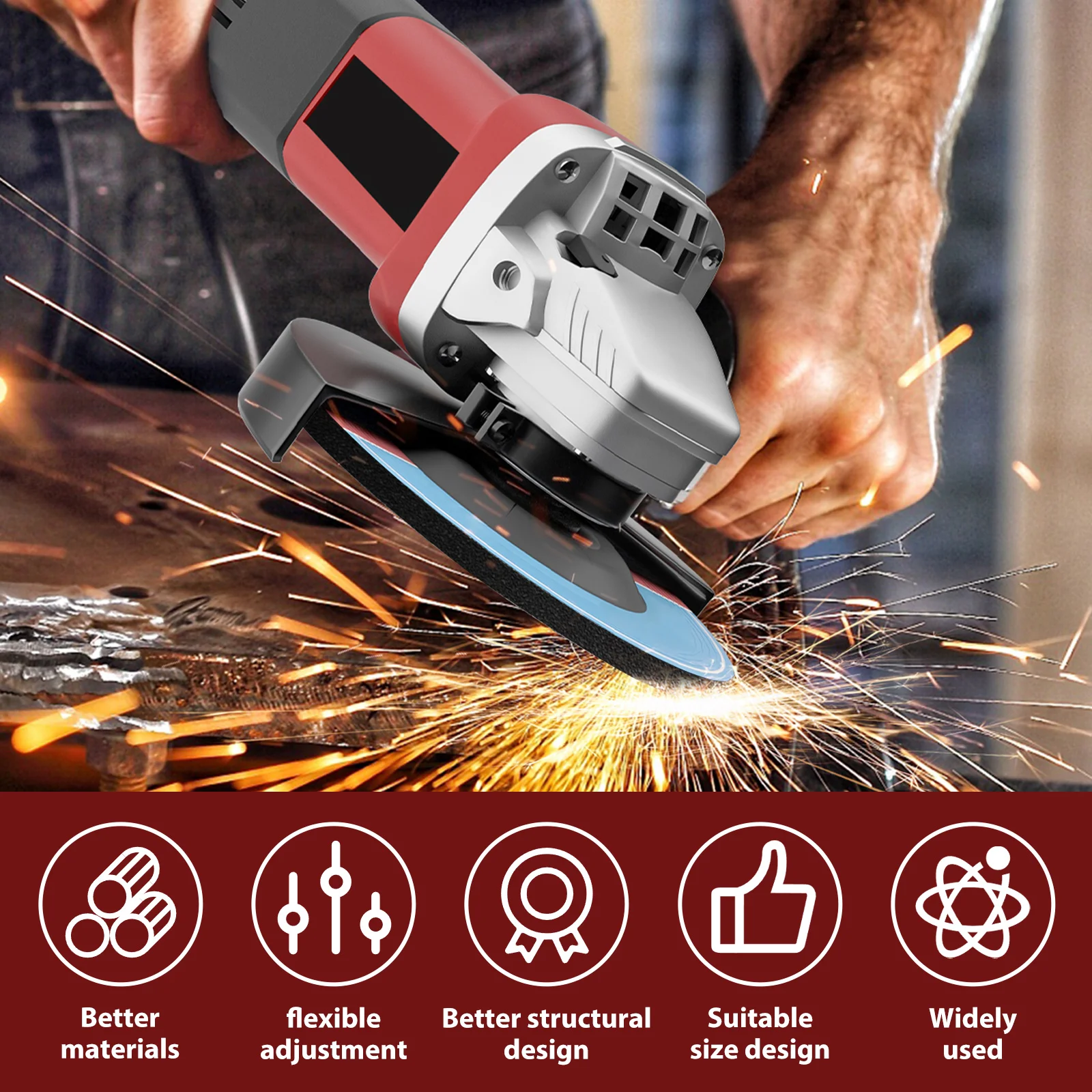 Angle Grinder Wrench Pin Spanner with Hex Key 5/8"-11 Adjustable Flange Metal Spanner for Most Grinder Bench Circular Saw