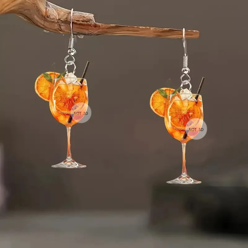 2D Flat Acrylic Orange Juice Dangle Earrings for Women Simple Creative Fashion Fresh Summer Festival Earrings Party Jewelry