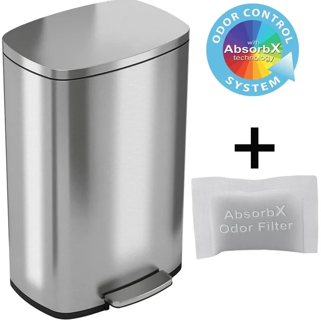 SoftStep 13.2 Gal. Stainless Steel Step Trash Can with Inner Bucket for  Office and Kitchen