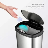Automatic Touchless Infrared Motion Sensor Trash Can Combo Set, Stainless Steel Base (Oval, Silver/Black Lid) Quality Materials 2