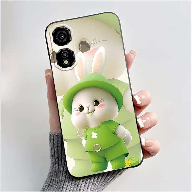 Cute Love Heart Rabbit Black Silicone Soft Protective Phone Case