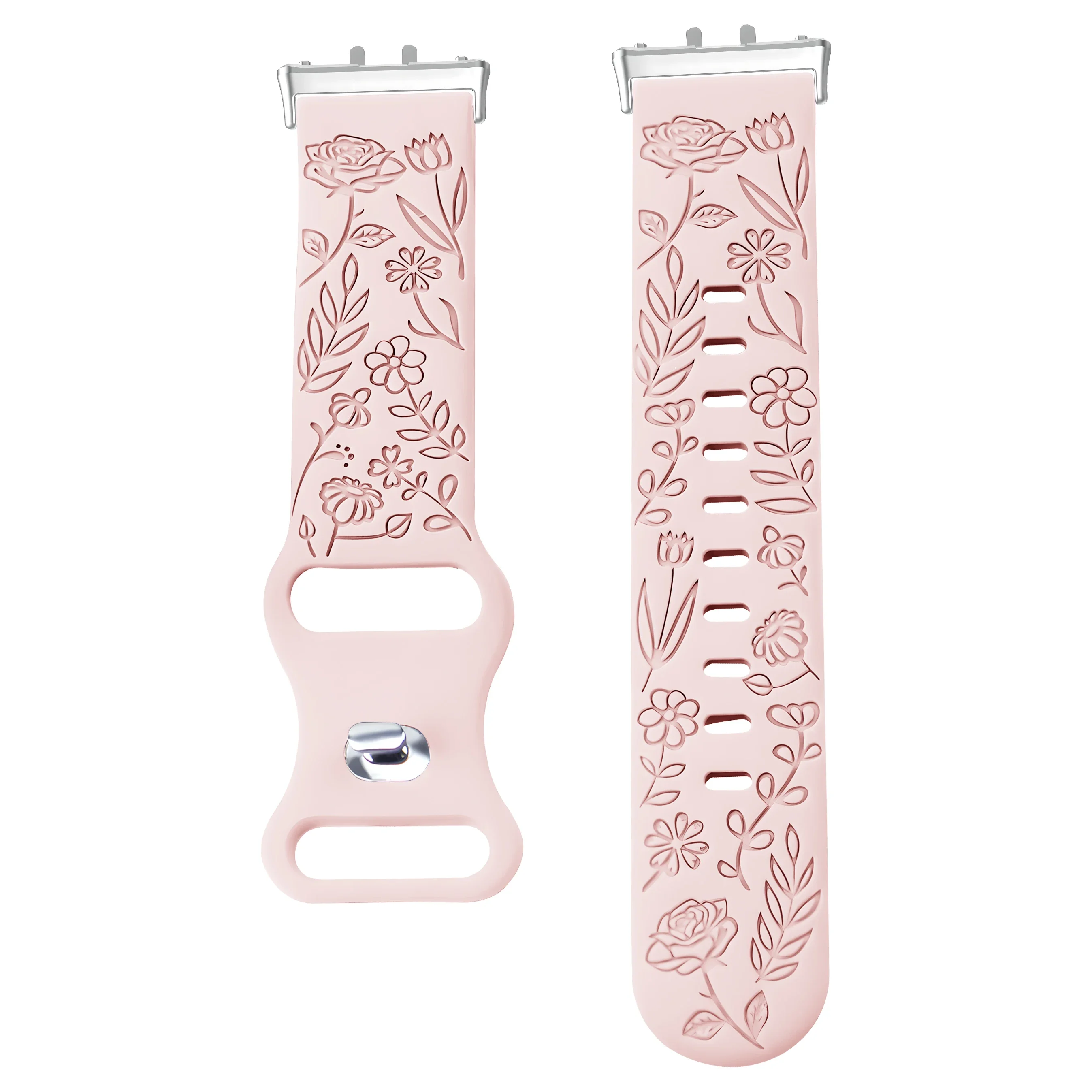Floral Design Silicone Engraving Watch Strap Bracelet
