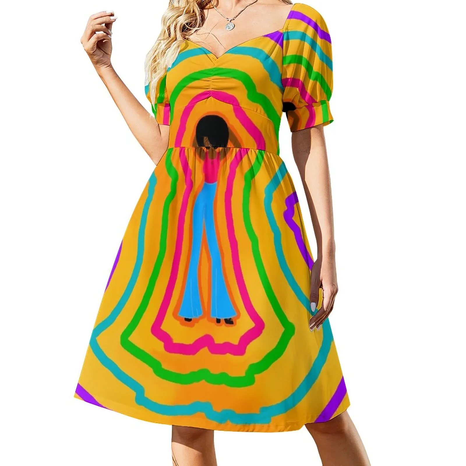 

Groovy Soul Train Pop Art Sleeveless Dress sexy short dresses daring loose women's dress elegant women's sets