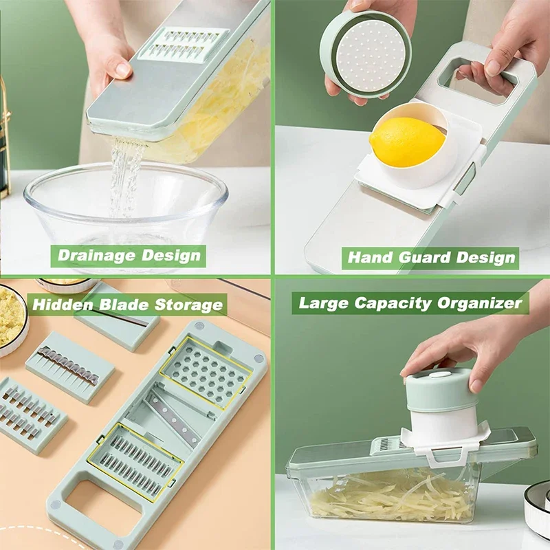 Vegetable Slicer 6-in-1 Veggie Slicer Mandoline 6 Blades to Slice Julienne & Shred Vegetables
