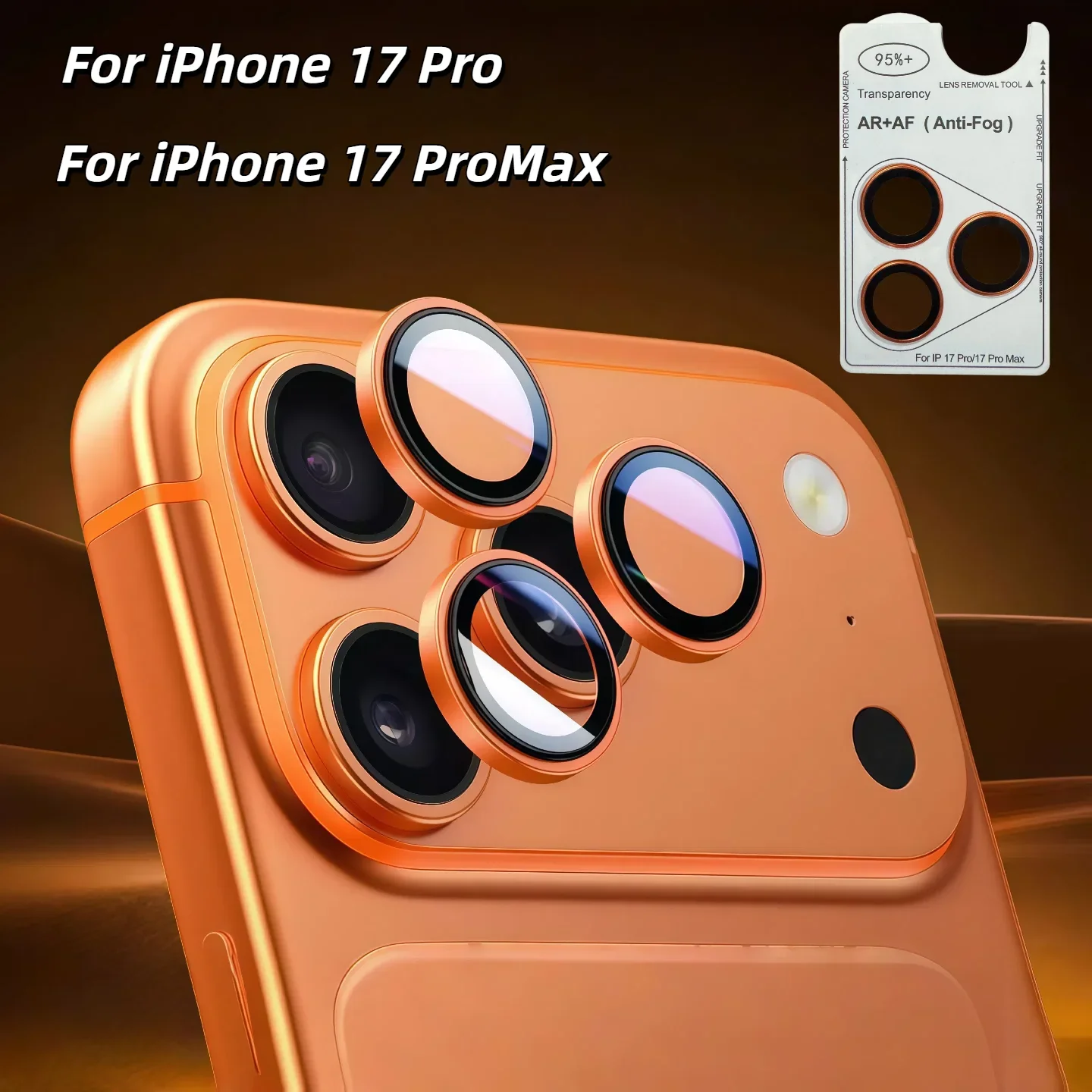 Premium AR Anti-Fog Rear Camera Tempered Glass Protector - Gold, Orange, Grey, Blue