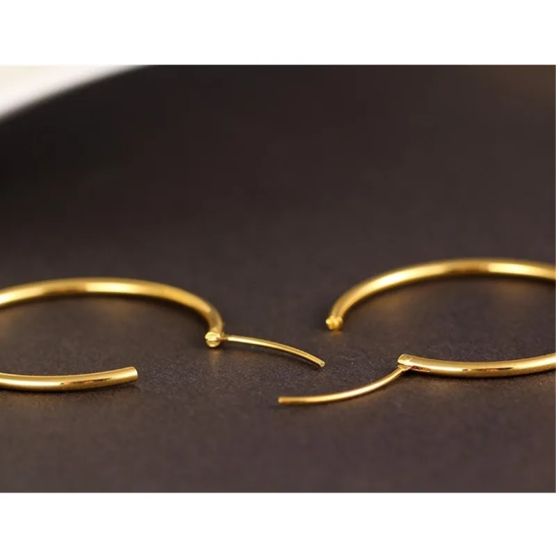 20mm-70mm Brass Gold Color Small to Big Large Circle Endless Loop Hoop Earrings For Women Girls Kids Simple Piercing Jewelry 5