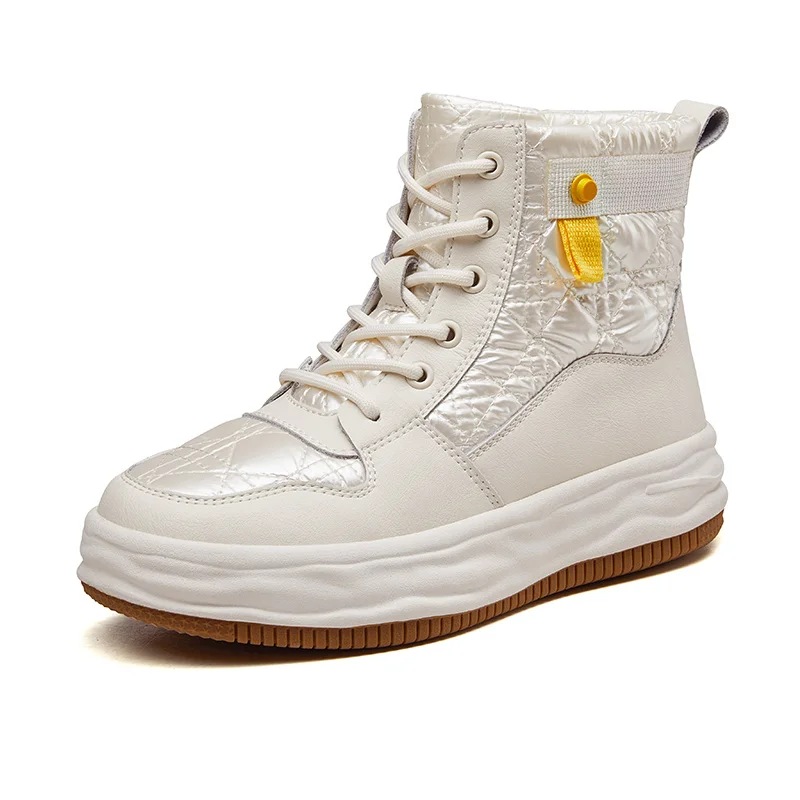 

Kangnai Ankle Boots Women Warm Fur Snow Boots Waterproof Round Toe Thick Sole Flats Female Winter Shoes