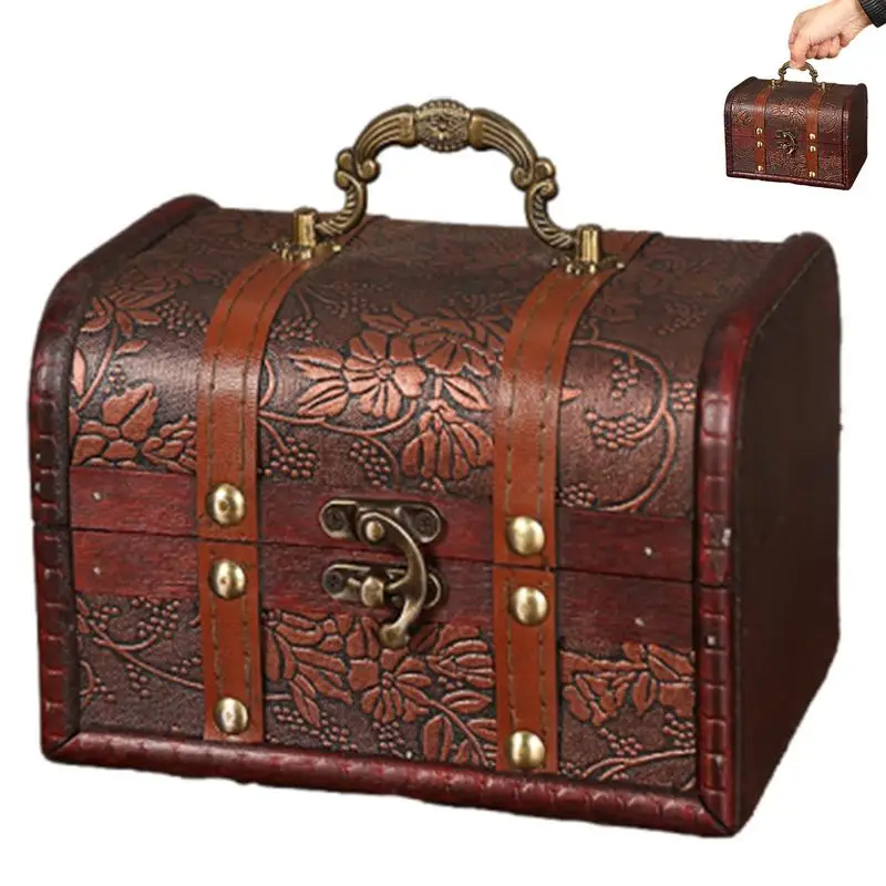Scatola Del Tesoro Retrò Con Serratura Scatola Portaoggetti In Legno Vintage Scatola Portagioie In Stile Antico Scatola Del Tesoro In Legno Regalo