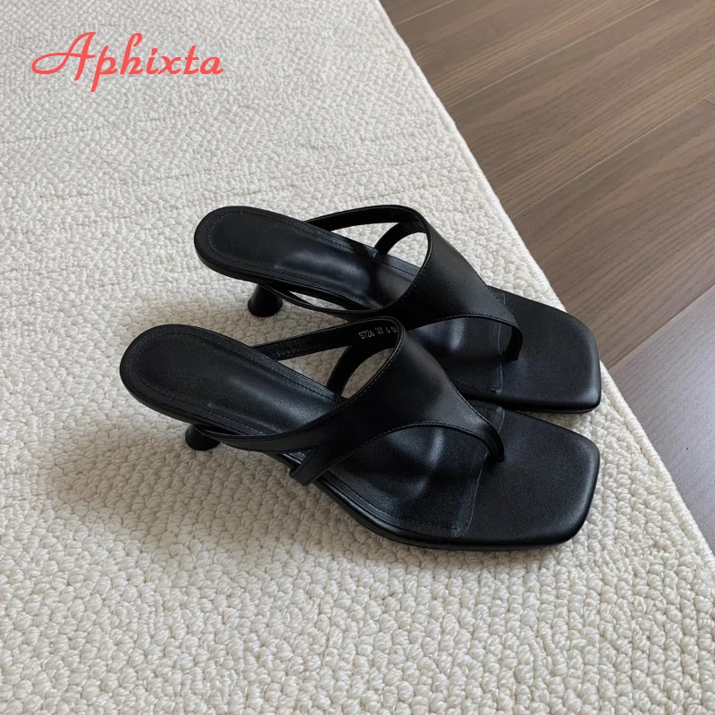 Aphixta Women Classic Slides Cow Suede Thin Heels Slippers For Women Summer Beach Sandals Outdoor Flip Flops Ladies Shoes