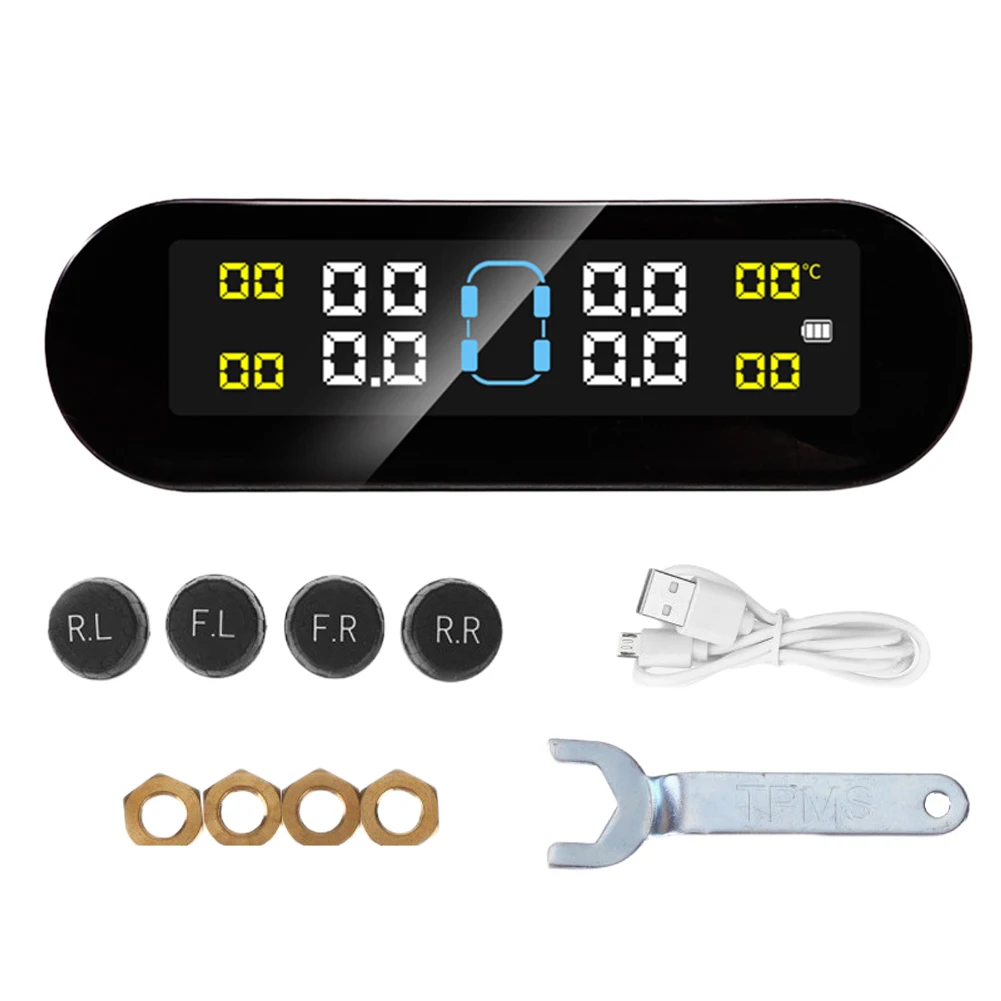 Tire Pressure Monitoring System External Internal Car Tire Pressure Monitor Solar Power USB Charge Auto Security Alarm Device