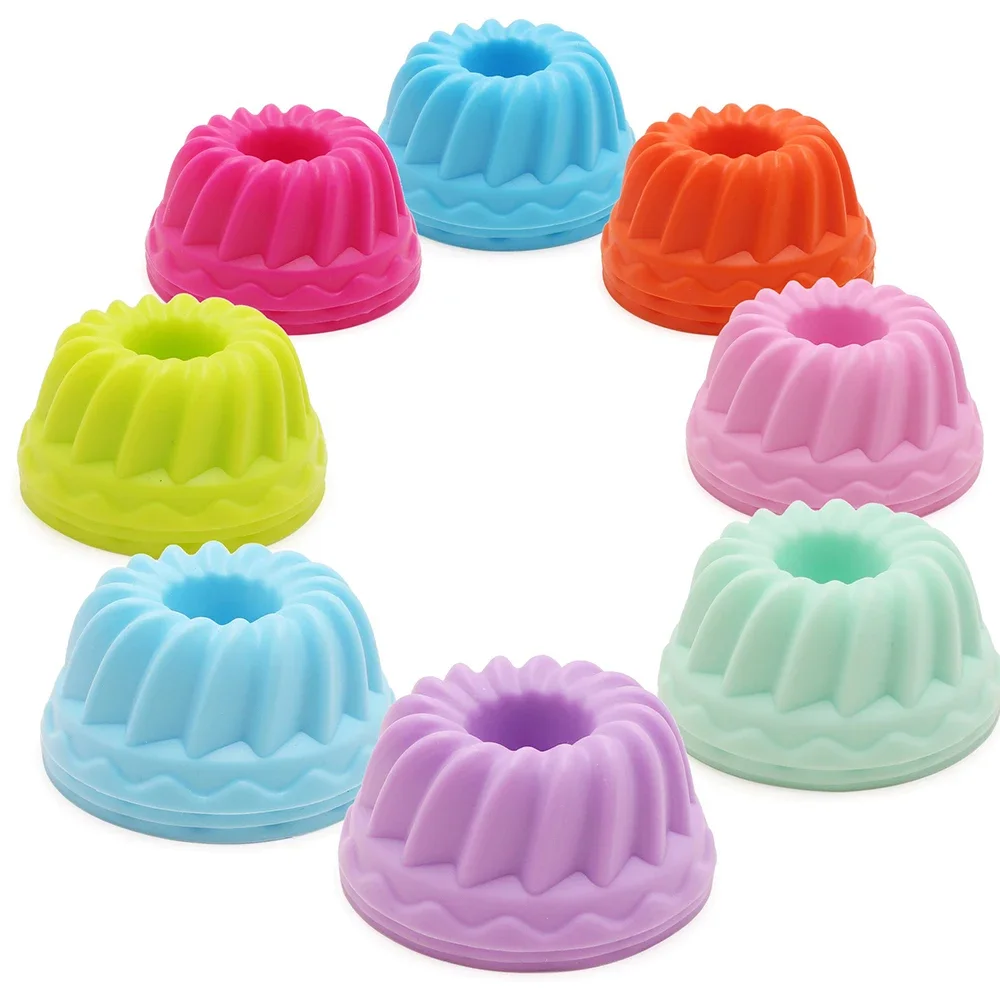 12pcs/Set Use Food Grade Free Cake Mold Silicone Multicolor Round Muffin Cups Baking Silicone Cake Molds Random Color