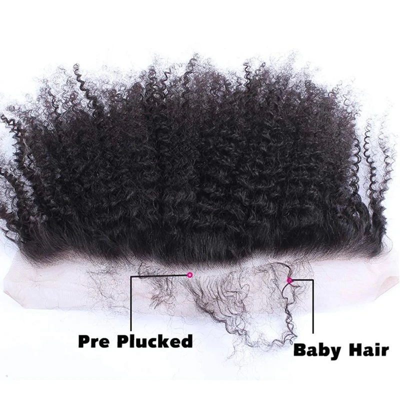 Afro Kinky Curly Lace Frontal 13x4 Ear To Ear Brazilian Remy Hair 150% Density