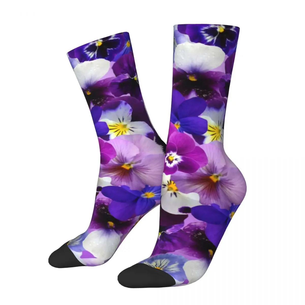 

Midnight Blue Purple Floral Socks Winter Purple and Blue Stockings Gothic Ladies High Quality Socks Skateboard Anti Slip Socks