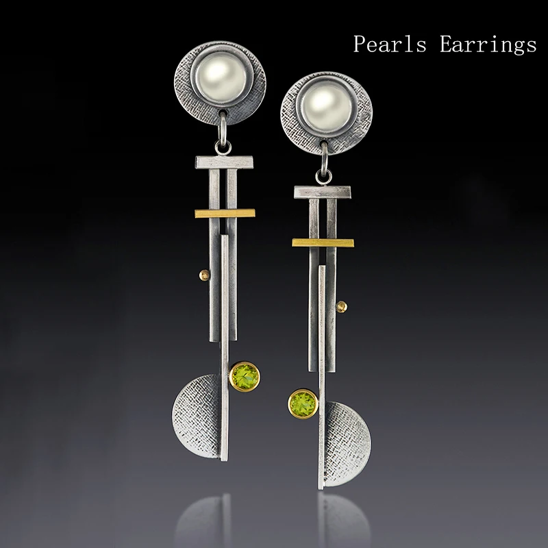 Dangle Earrings Vintage Tribal Spiral for Women Metal Geometry Twist Bronze Painting Pattern Ethnic