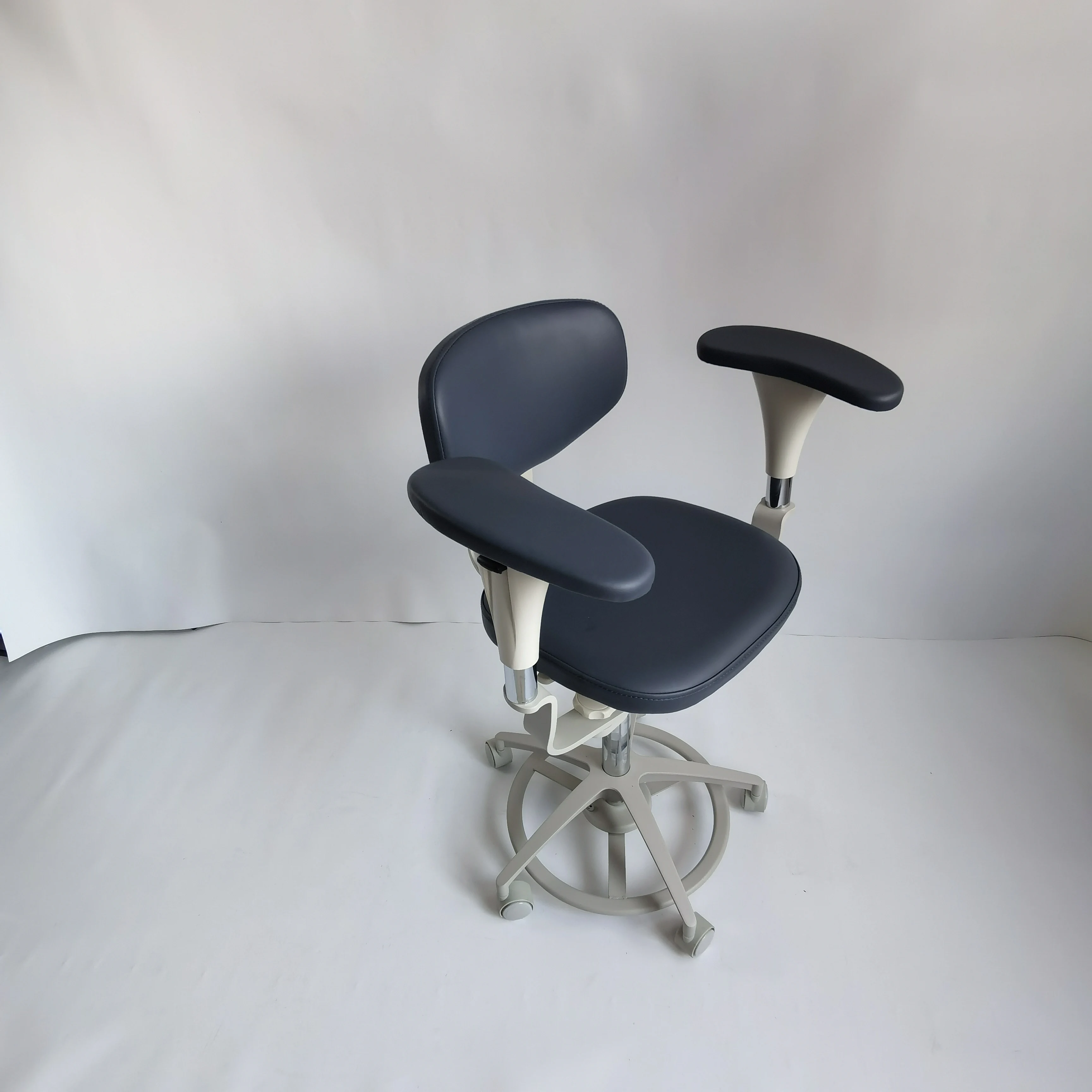 Medical Dental Saddle Assistant Chair Stool With Rotatable Armrest And Ergonomic Back Support For Dentist Microscope Operator