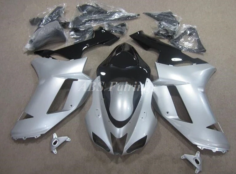 

Комплект обтекателей для мотоцикла из АБС-пластика, 4 подарка, подходит для KAWASAKI ZX6R 636 2007 2008 07 08, кузов под заказ, серебристо-черный