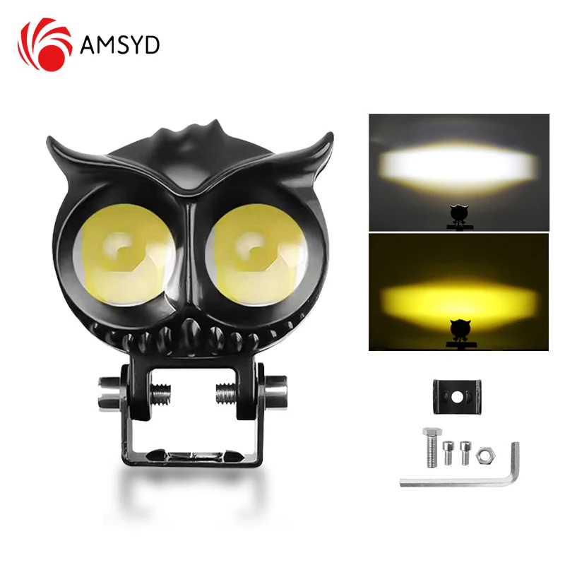 anna Motorcycle Fog LED owl shape Headlight 12-80V Auxiliary Spotlight for  EBike Car