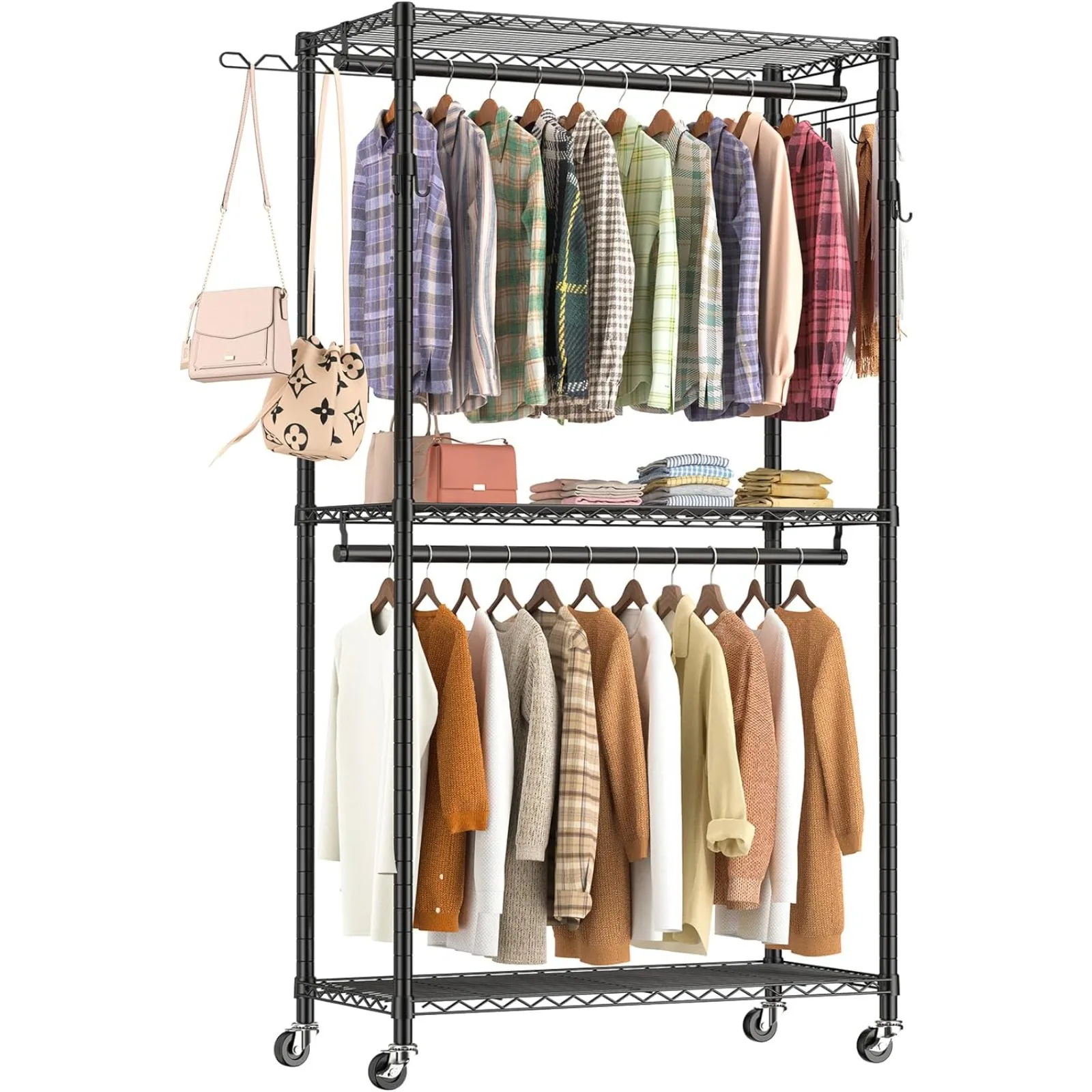 

US Heavy Duty Clothing Racks for Hanging Clothes, Garment Rack, and , Load 420 LBS, Free Shipping
