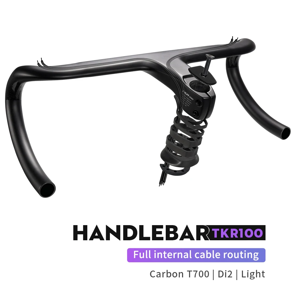 Guidon Carbone Gravel Intégré Avec Potence - Routage Câble Interne 31.8mm - Largeur 440mm