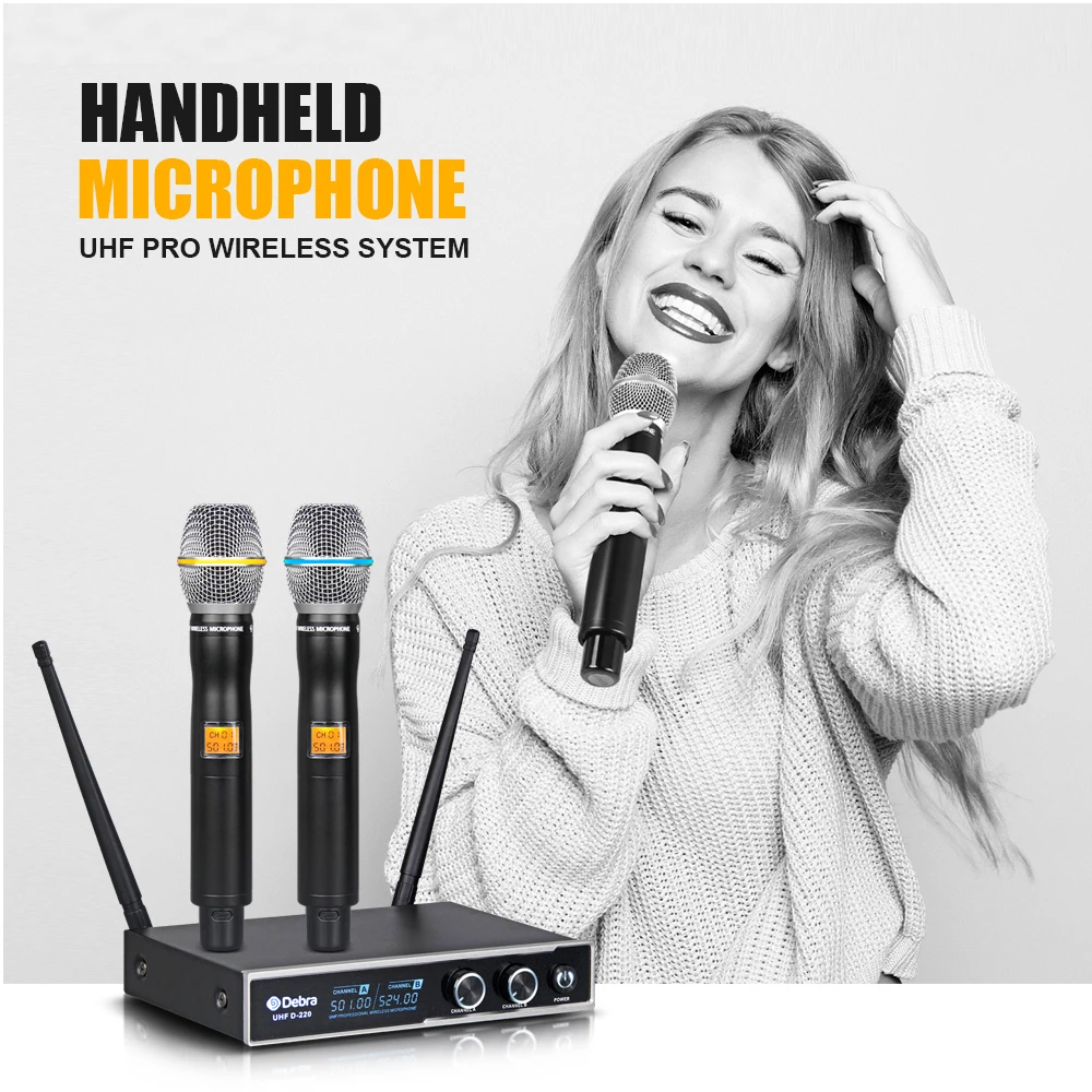 

D-220 Standard Wireless Microphone System, XLR Outputs And A 1/4"/6.35mm Hybrid Output, Suitable For Churches,Small DJ KJ Stages