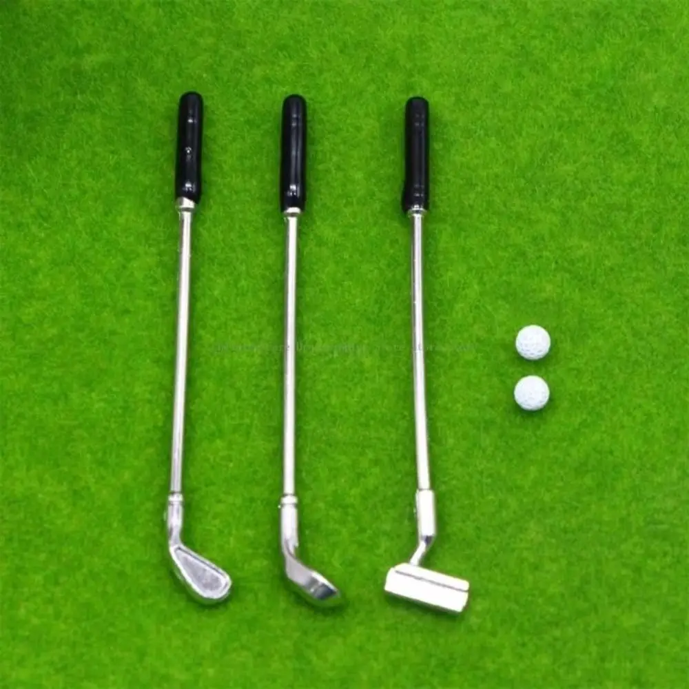 Sports Scene Miniature Golf Club 1/6 and 1/12 Scale Grassland Model Dollhouse Mini Golf Set Lifelike Design Mini Golf Balls