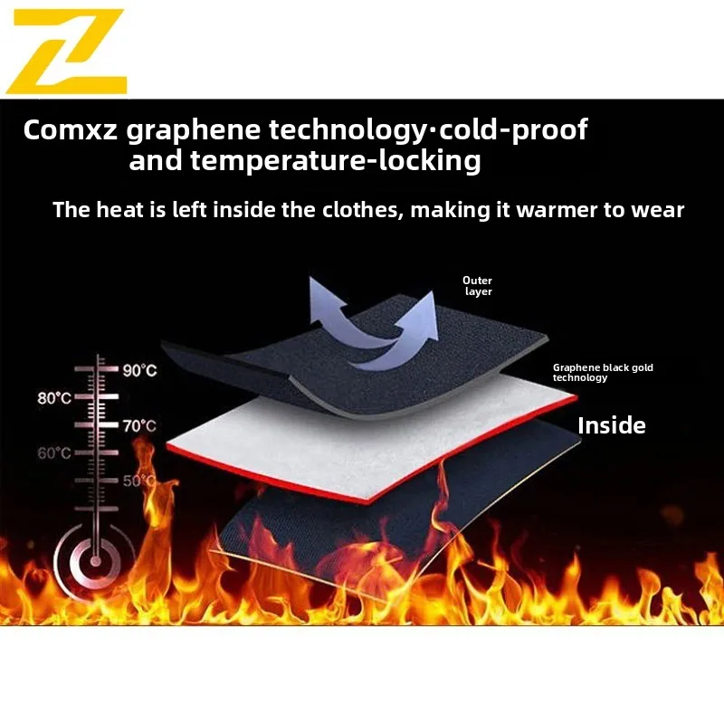 Men's Graphene Winter Coat Thermal Lined Hooded Puffer Jacket Windproof Waterproof Detachable Fur Collar Thickened Outdoor Parka