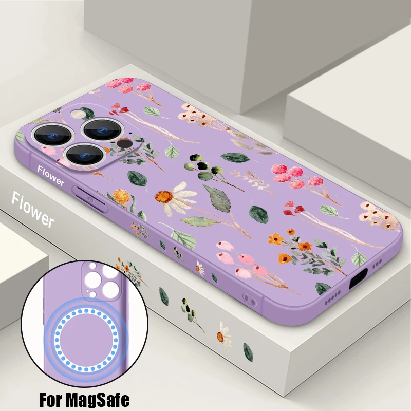Magnetic Floral Lanyard Phone Case with Built-in Metal Plate