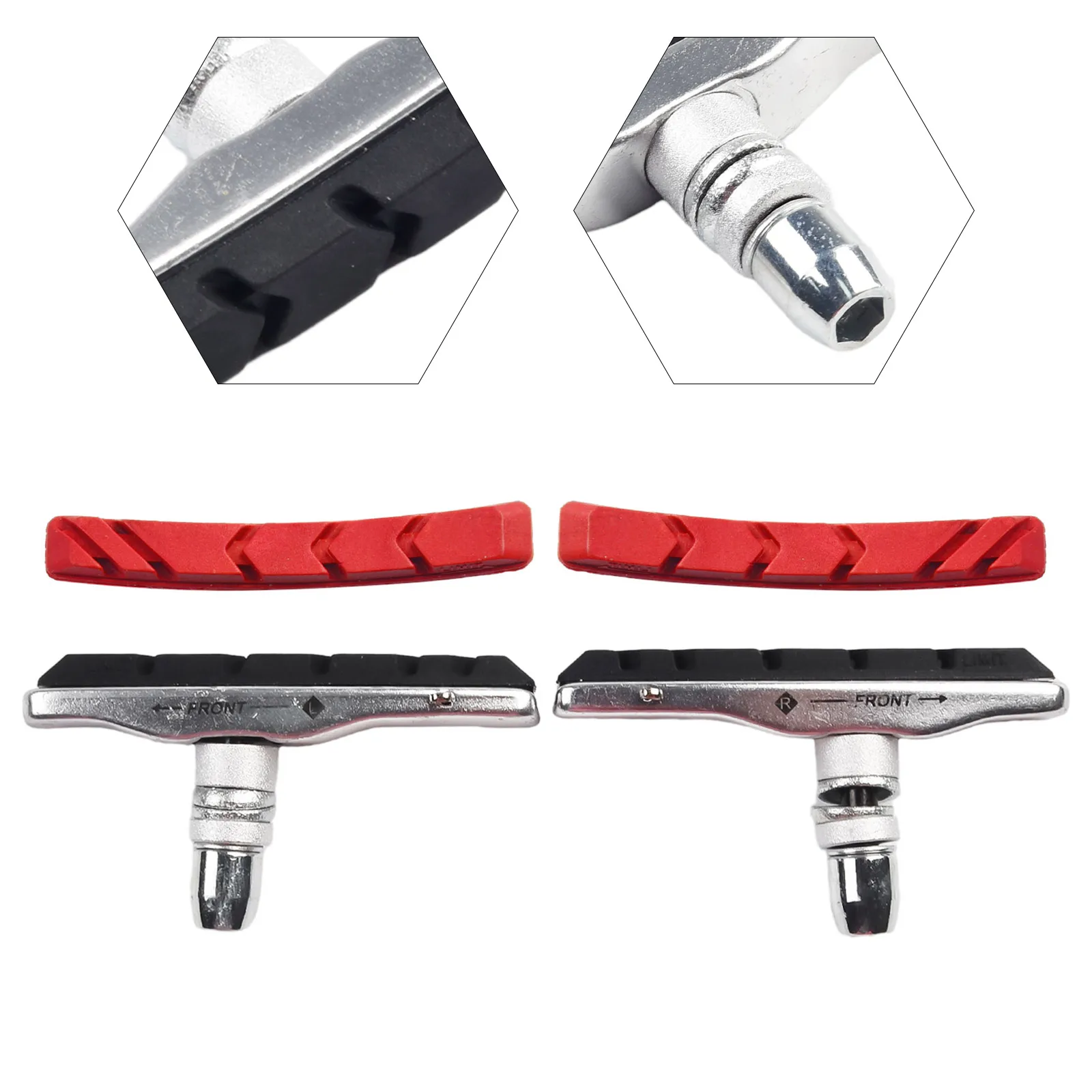 Bike Brake Blocks For MTB 70mm Central Threaded Left And Right V Brake Wear-resistant 1 Pair Cycling Practical