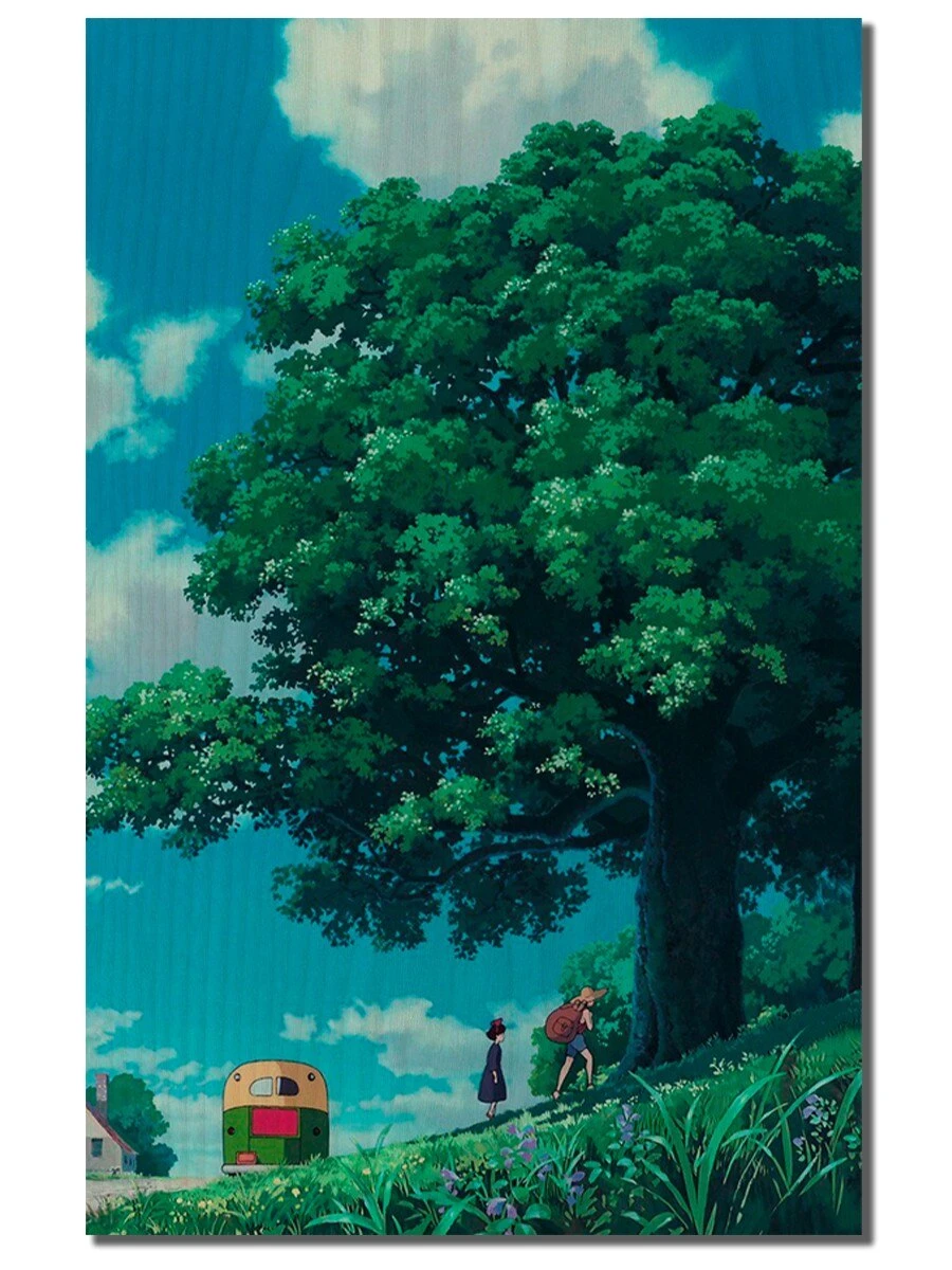 Pintura de árbol interior, placa de paisaje de anime (Miyazaki, naturaleza)  7221 en imagen, decoración de árbol, dibujo para decoración del  hogar|Pintura y caligrafía| - AliExpress