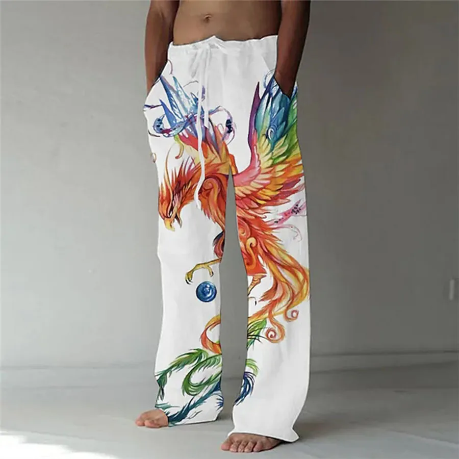 

Graffiti Print Pattern Men Dancing High Waisted Loose Trousers Outside Hitching Ride Daily Casual S-3XL