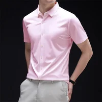 Chemise à manches courtes pour hommes, décontractée, couleur unie, résistante aux rides, confortable, polyvalente, toutes saisons, nouvelle collection 2