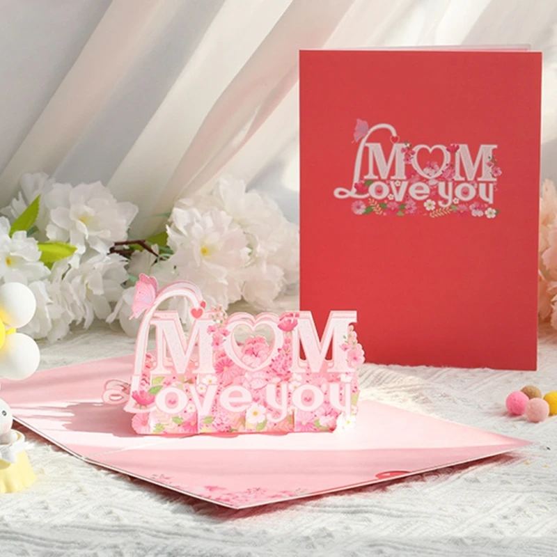 

3D поздравительная открытка на день матери с надписью «Love Mom»