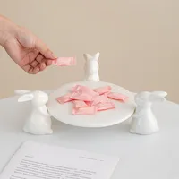 Creative Ceramic Rabbit Fruit Plate Ornaments Living Room Dining Table Dim Sum Plate Jewelry Storage Crafts Birthday Gifts 2