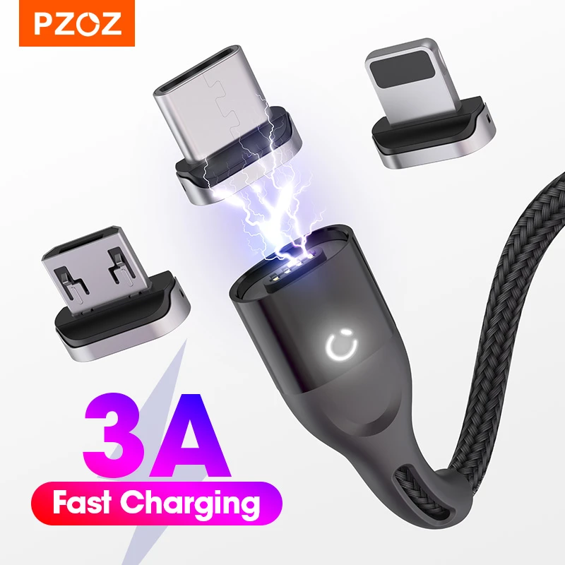 android charger adapter PZOZ Magnetic Cable Micro USB C Fast Charging Adapter Microusb Magnet Type C Mobile Phone Cable Data Charger For iPhone 12 Pro aux cable for iphone