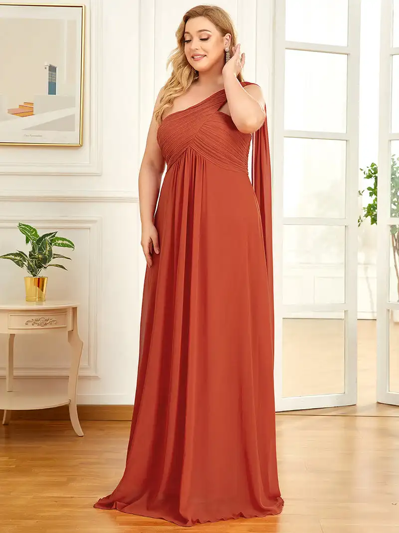 size Evening Dress One Shoulder Sleeveless A-LINE Floor-Length Gown 2023 BAZIIINGAAA of Red Luxury Bridesmaid Dress Women - AliExpress