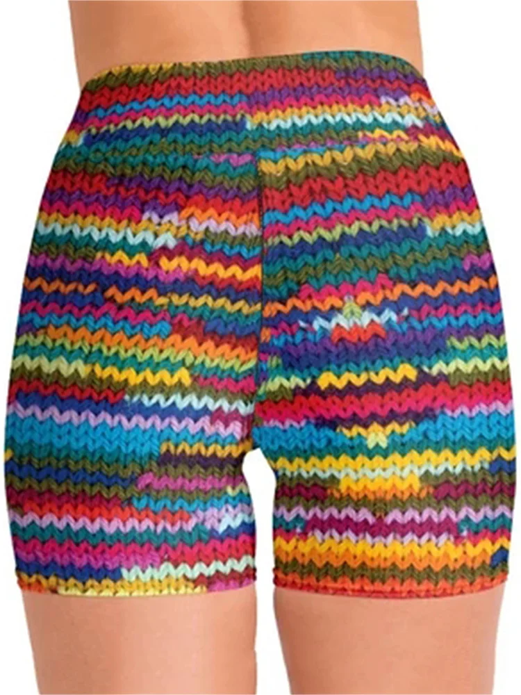 Colorful Wool Printing Summer Shorts Women High Waist Push Up Leggins Workout Tights Gym Sport Fitness Ladies Outfits