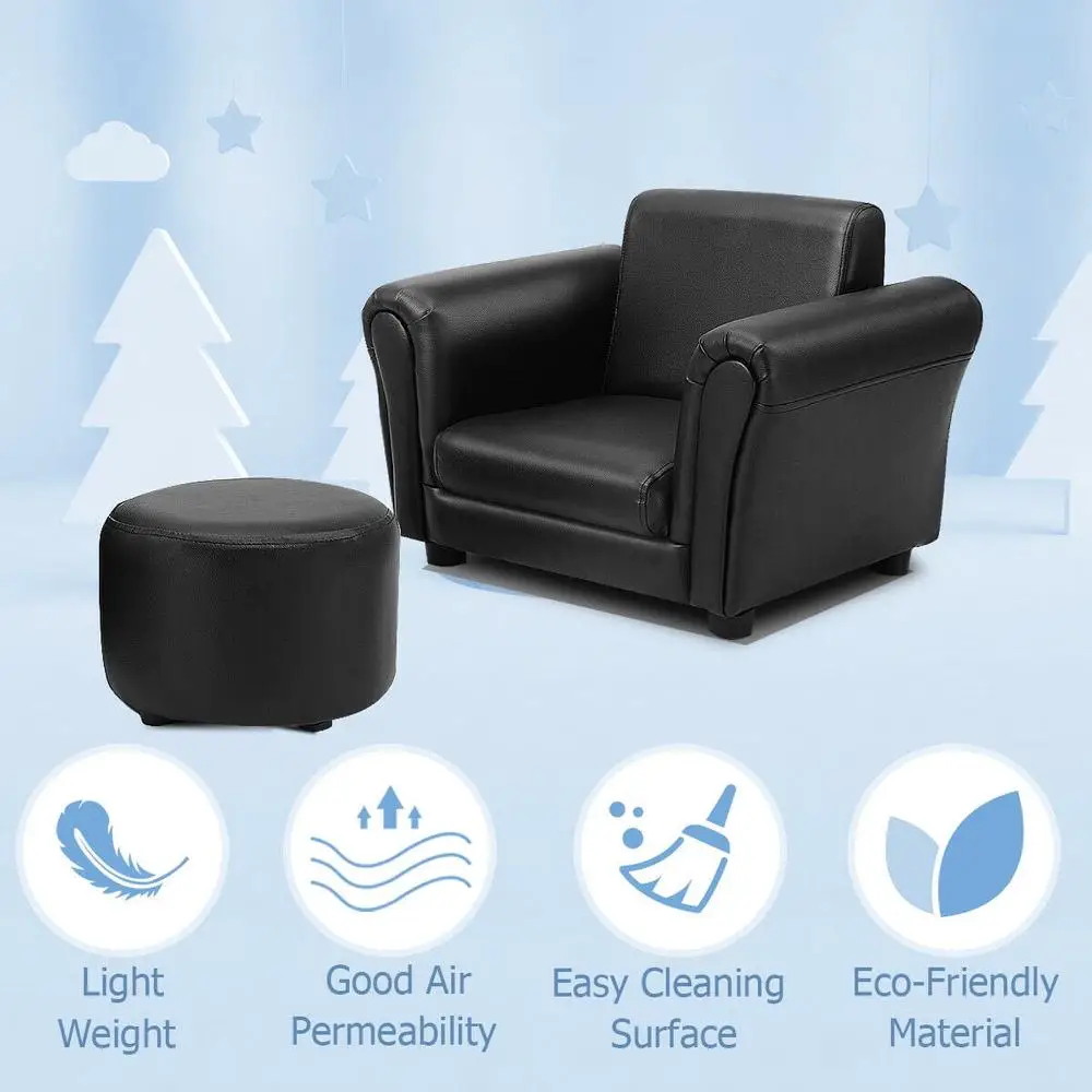 Kids Armchair Sofa with Ottoman Comfortable Toddler Furniture Space Saving Indoor Chair Perfect Gift Birthdays 6