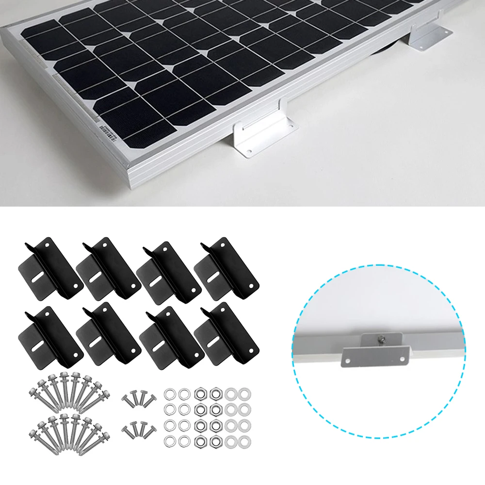 4/8Pcs Z Type Solar Panel Mounting Brackets Aluminum Z Bracket PV Panel Roof Mounting Bracket Solar Mount Kit for RV Boat solar panel mounting set