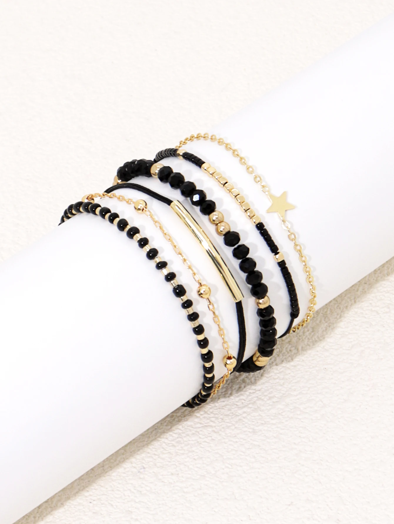 Simple Bracelet Beads Handmade Black Glass Stone Bracelets For Women