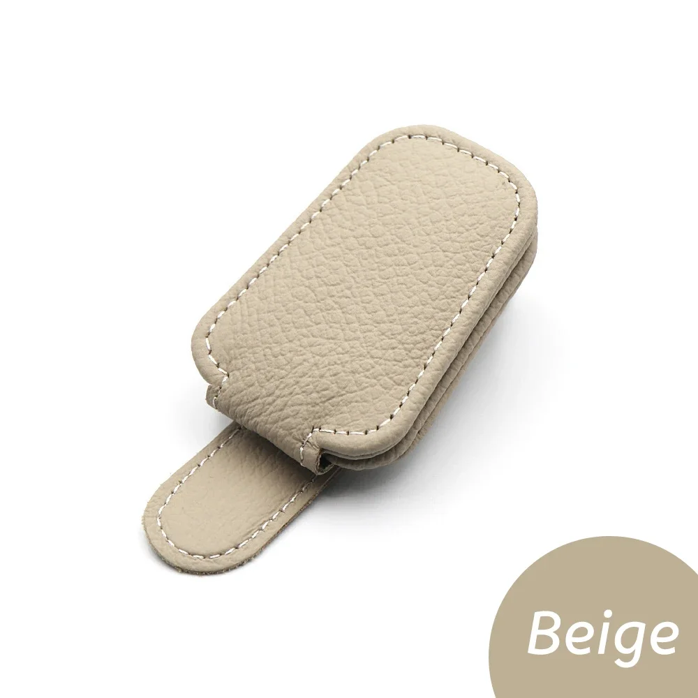 Haozong 2 Pièces Porte-Lunettes De Voiture Pour Citroen C4 2010-2020, Support Lunette Voiture Cuir Magnétique Clip De Support De Lunettes De Soleil,Beige