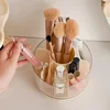 Rotating Makeup Organizer Large Capacity Cosmetics Makeup Brush Holder With Lid Multi-Functional Pen Holder Lipstick Storage Box 4