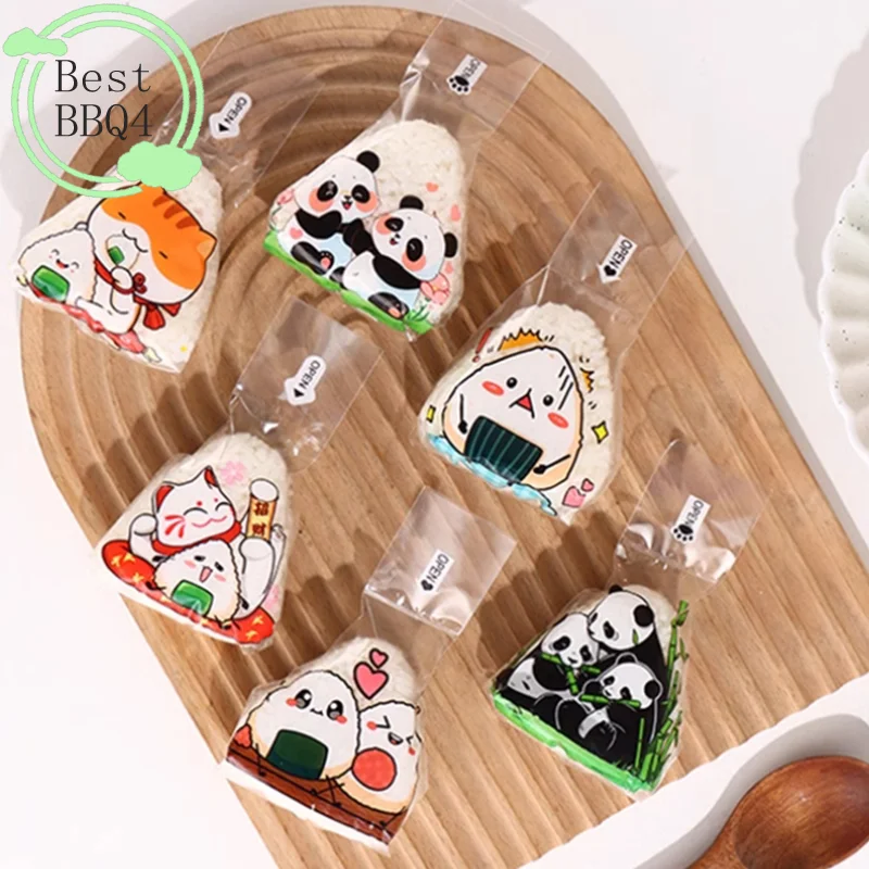 BBQ4 50/100Pcs 일본식 삼각형 주먹밥 일회용 포장 가방 김 오니기리 스시 가방 스시 만들기 금형 도시락 액세서리