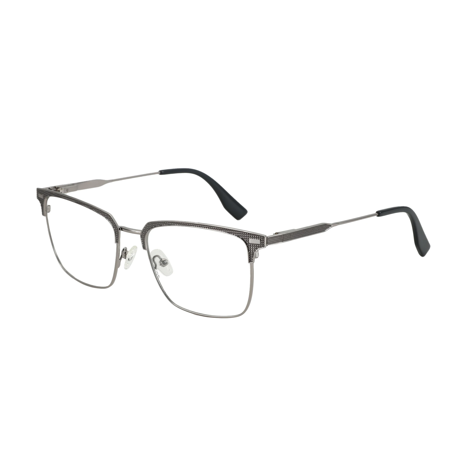 ZENOTTIC (L-Größe) Mode Halbrahmen Progressive Brillen Metale Myopie Brillen Quadratische optische Brillen für Männer ﻿ – Detail 10