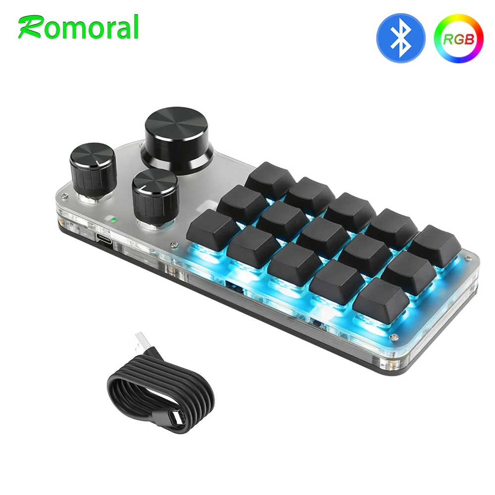 Romoral 매크로 프로그래밍 키보드 커스텀 게임 키보드, 15 버튼, 3 노브, 블루투스 레이어 기능, 핫 스왑 가능 Best5 Romoral 매크로 프로그래밍 키보드 커스텀 게임 키보드, 15 버튼, 3 노브, 블루투스 레이어 기능, 핫 스왑 가능 Best5