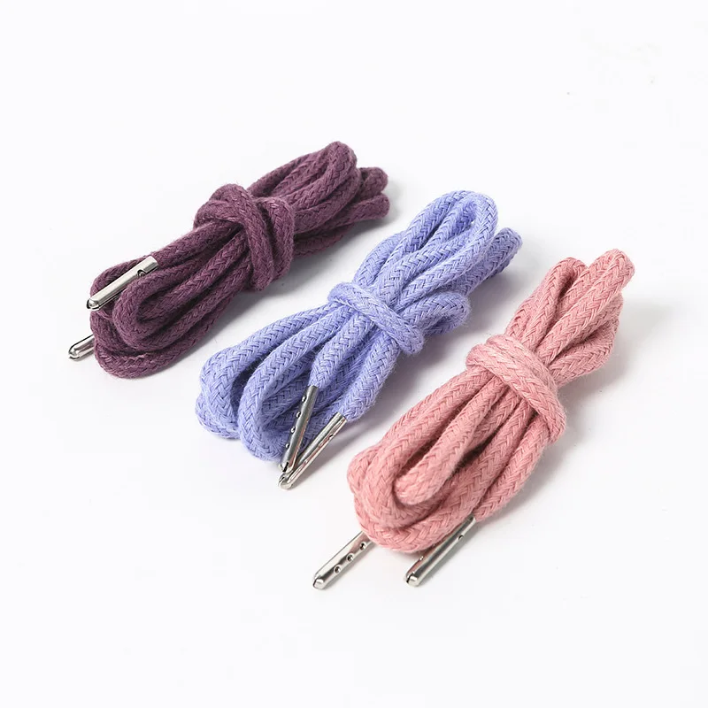 5/10pcs Cotton Hat Drawstring Waist Rope Circular Metal Head 0.6cm x 130cm Clothing Shoelaces Cotton Rope DIY Clothing Accessori