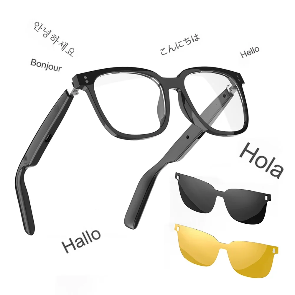 AI Smart Translate Eyeglasses BT 5.4 Call Intelligent Translator Glasses 144 Languages Audio Music Call Sunglasses for Men Women