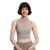 Women's Yoga Vest 2025 New Mesh Breathable Top with Chest Cushion Casual Sportswear Fake Two-Piece Design 1