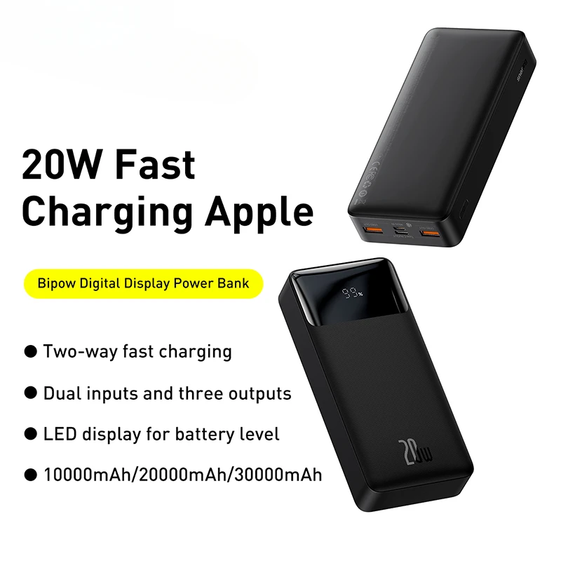 For iPhone Xiaomi PoverBank Power Bank PD 20W Portable Charging External Battery Charger Pack 20000mAh Powerbank 2