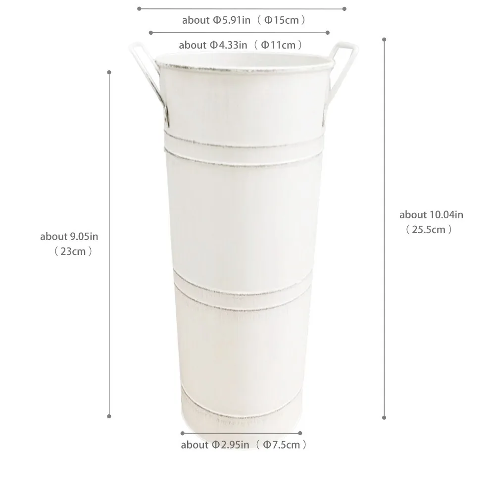 Flower Vase Retro Style Flower Arranging Bucket Pastoral Style Flower Pot Metal with Handle Iron Vase Office